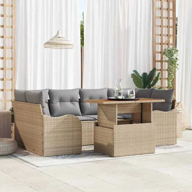 vidaXL Tuin Sofa Set 7 st Beige poly rattan