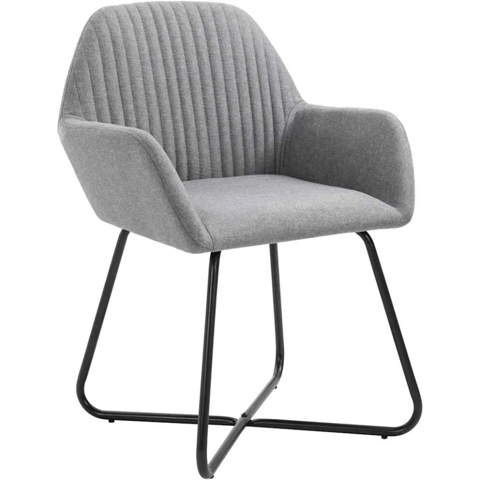vidaXL Eetkamerstoelen 2 st stof lichtgrijs grijs, foto 2