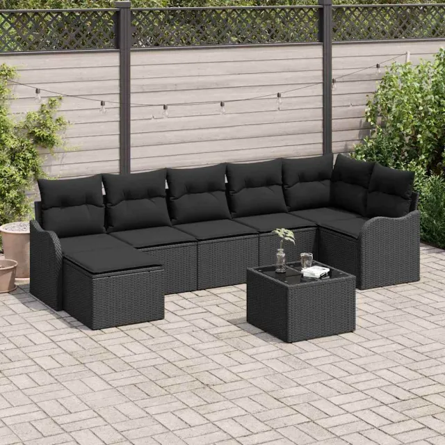 vidaXL Tuin Sofa Set 8 st Zwart poly rattan, foto 2
