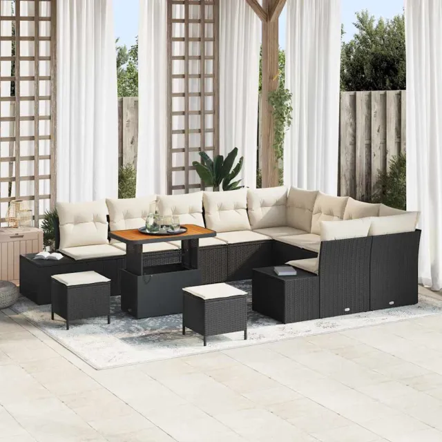 vidaXL Tuinbankenset 12 st Zwart poly rattan