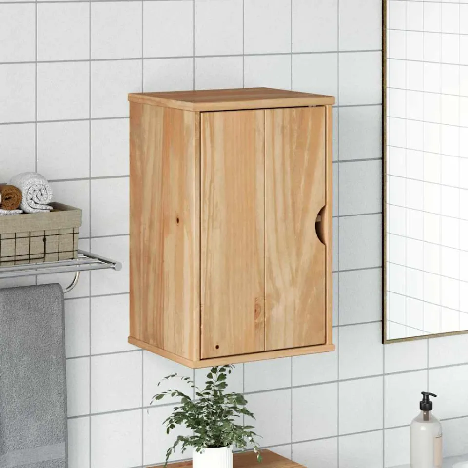 vidaXL Badkamerwandkast OTTA 35x30x55 cm massief grenenhout bruin, foto 2