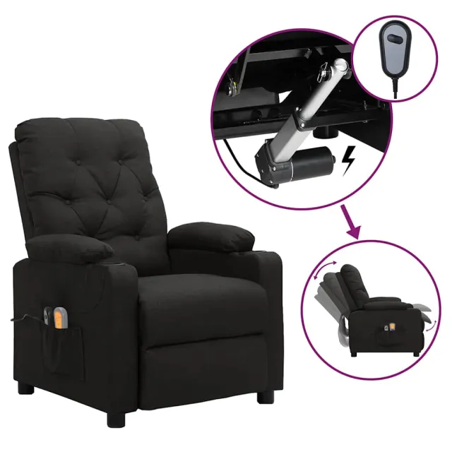 vidaXL Massagestoel elektrisch stof zwart