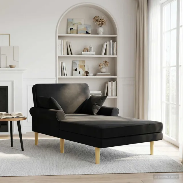 vidaXL Chaise longue Zwart Stof