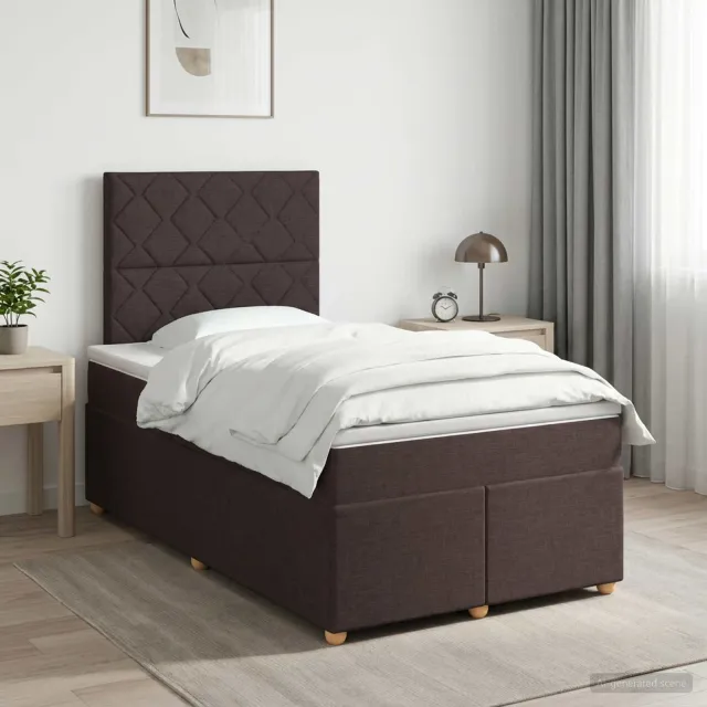 vidaXL Boxspringbed met matras Donkerbruin 120 x 190 cm Stof