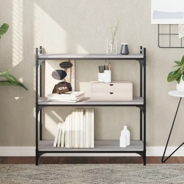 vidaXL Boekenkast 3-laags 80x30x86 cm bewerkt hout grijs sonoma, foto 2