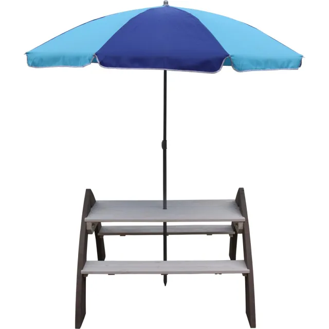 Axi Kylo Picknicktafel in Grijs/Wit met Parasol in Blauw - Picknick set voor kinderen van hout