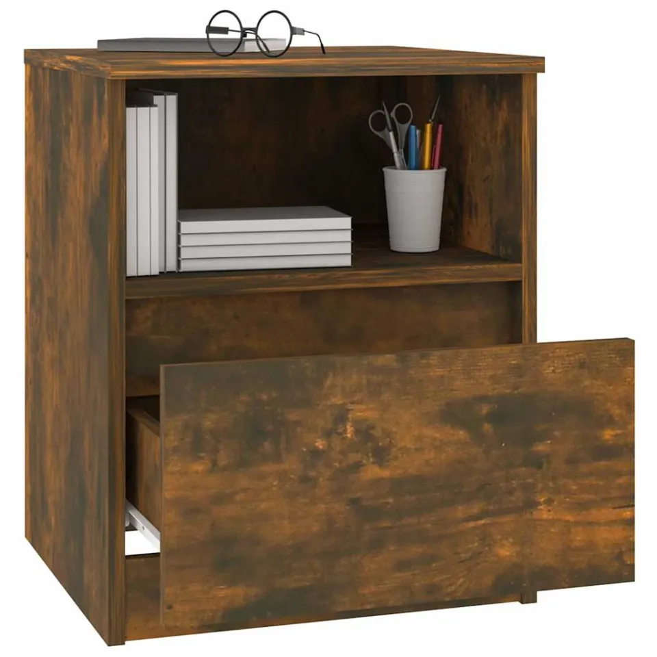 vidaXL Nachtkastje 40x40x50 cm bewerkt hout gerookt eikenkleurig Bruin