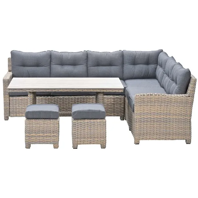 Garden Impressions Alaska lounge dining set 5-delig rechts - vintage willow - light teak vironwood Zand