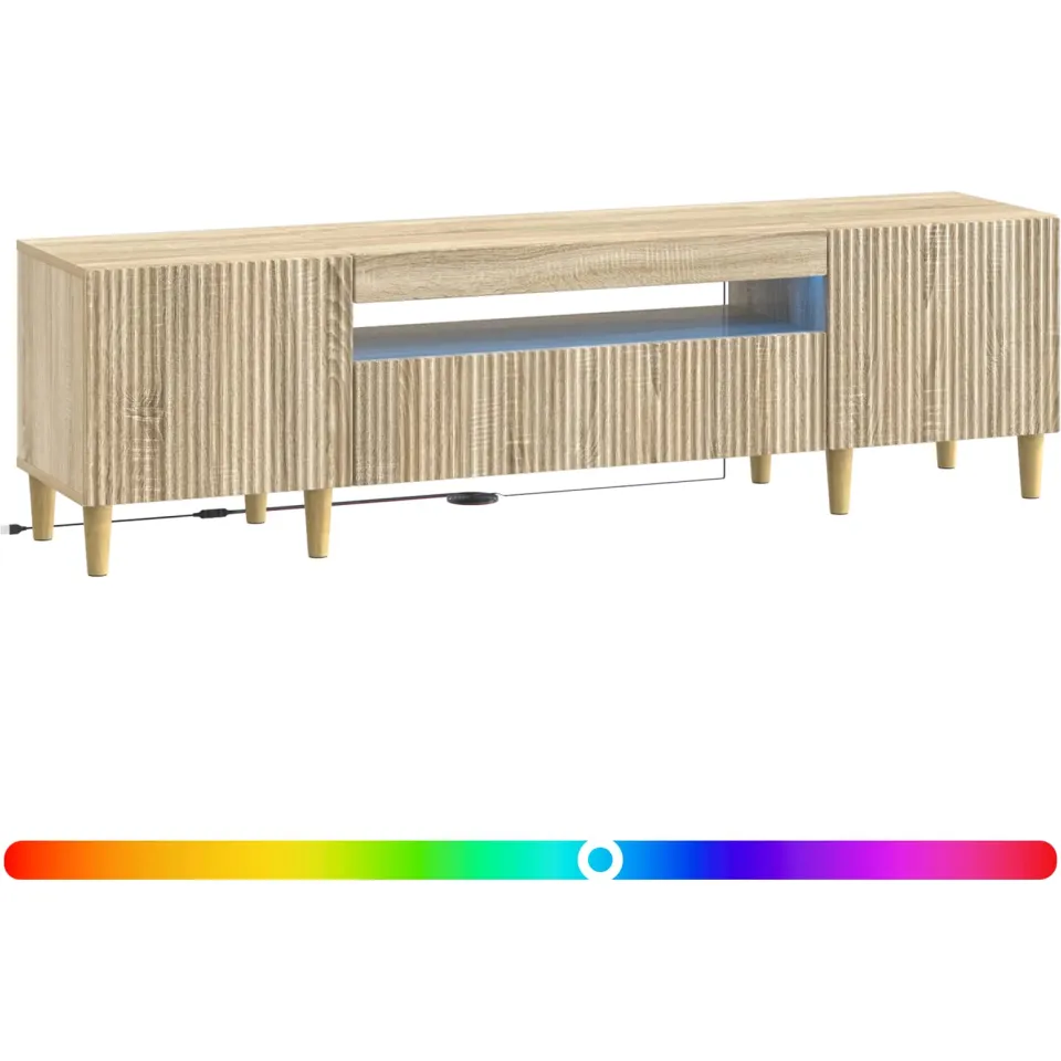 vidaXL LED tv-meubel ARNHEM 153 x 35 x 43 cm Sonoma Eiken Bewerkt hout Bruin