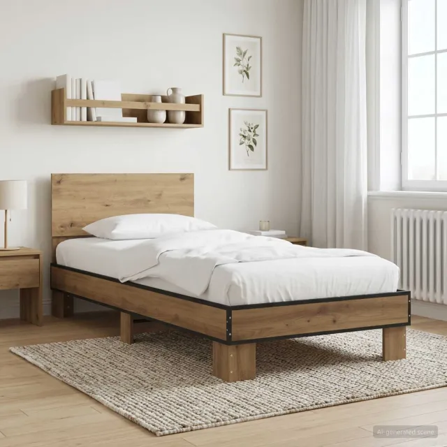 vidaXL Bedframe met Hoofdeinde Artisanaal eiken 80 x 200 cm Bruin