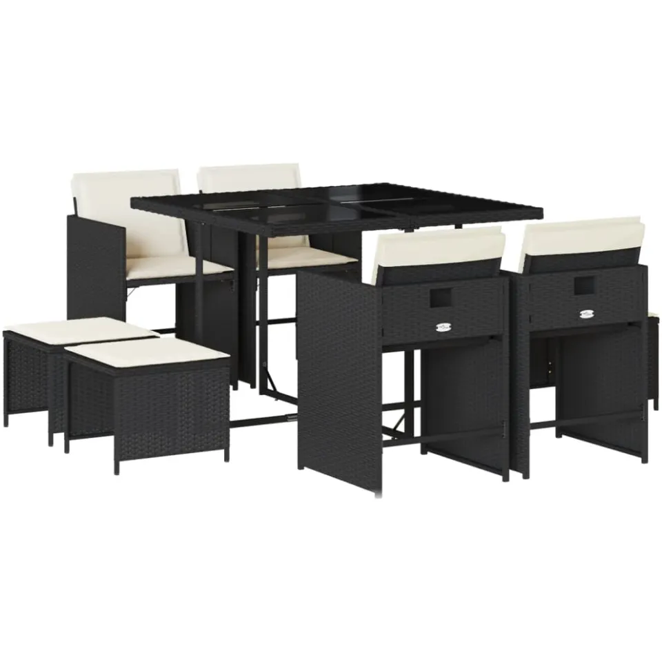 vidaXL 9-delige Tuinset poly rattan zwart, foto 3