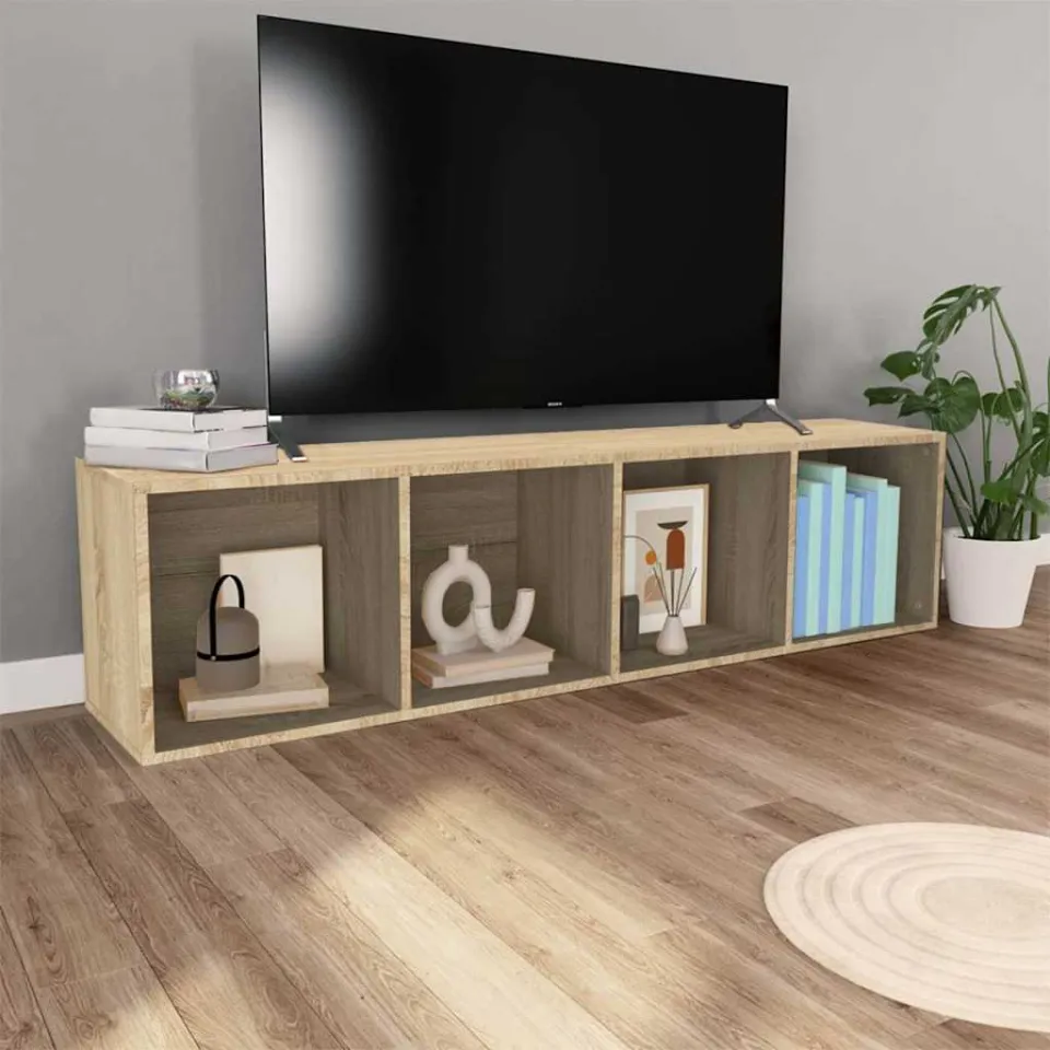 vidaXL Boekenkast/tv-meubel 36x30x143cm bewerkt hout sonoma eikenkleur, foto 3