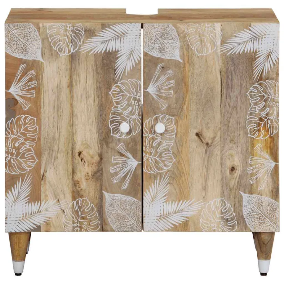 vidaXL Wastafelkast 62x33x58 cm massief mangohout bruin, foto 2
