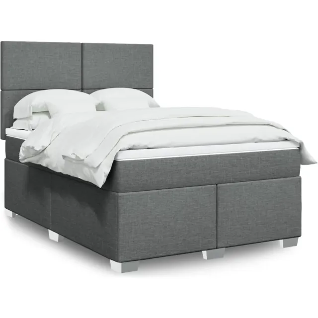 vidaXL Boxspring met matras stof donkergrijs 140x190 cm grijs