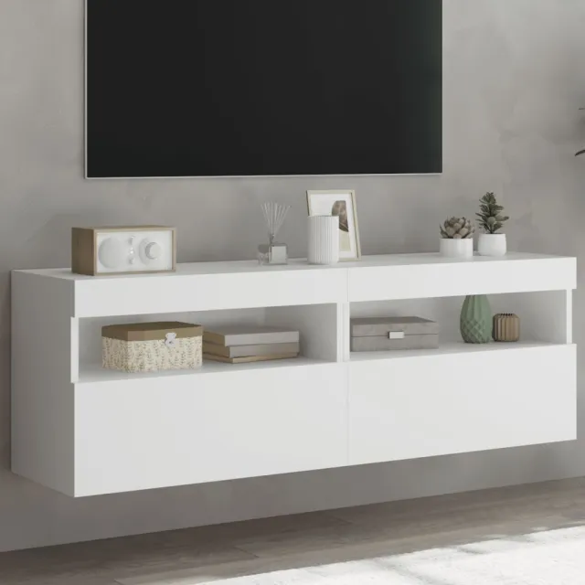 vidaXL Tv-wandmeubels met LED-verlichting 2 st 60x30x40 cm wit, foto 2