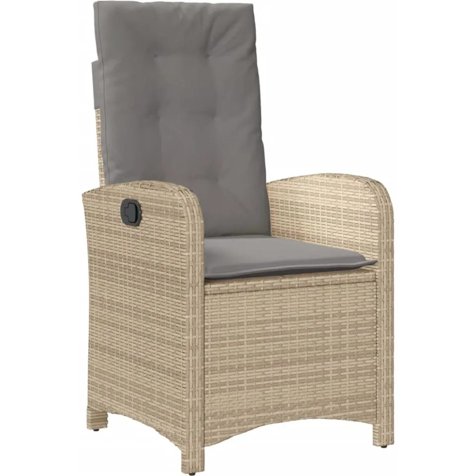 vidaXL 3-delige Bistroset met kussens poly rattan gemengd beige, foto 3