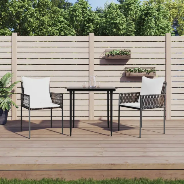 vidaXL 3-delige Tuinset met kussens poly rattan en staal, foto 2