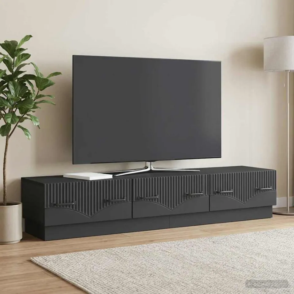 vidaXL TV-kast met lade Zwart 147 x 34,5 x 27 cm Bewerkt hout, foto 4