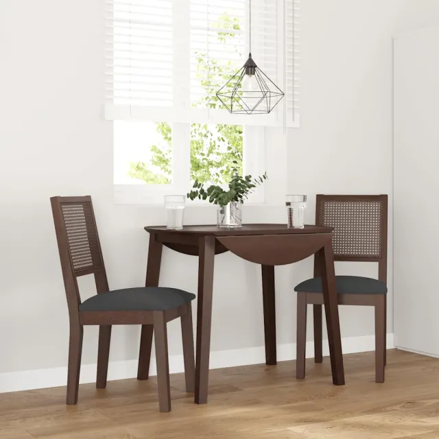 vidaXL Eetkamerstoelen met kussens 2 st massief hout rubber bruin