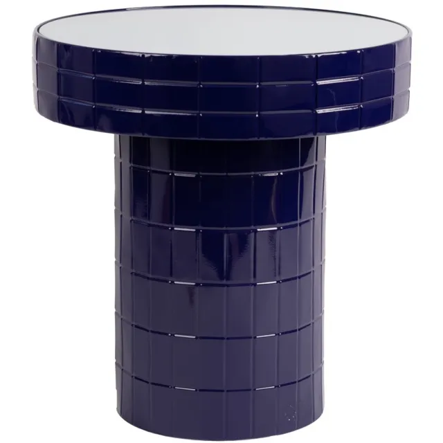 Fameilleur bijzettafel 48,5xH51,5cm blauw Bowie - glazen design salontafel, voor woonkamer, slaapkamer en hoek naast de bank, woondecoratie voor modern interieur, mooi als cadeau
