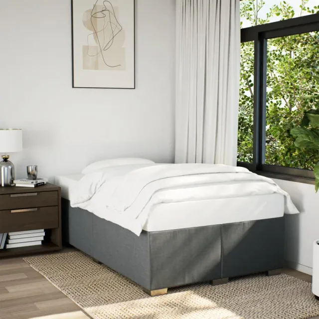 vidaXL Bedframe zonder matras 120x190 cm stof donkergrijs grijs