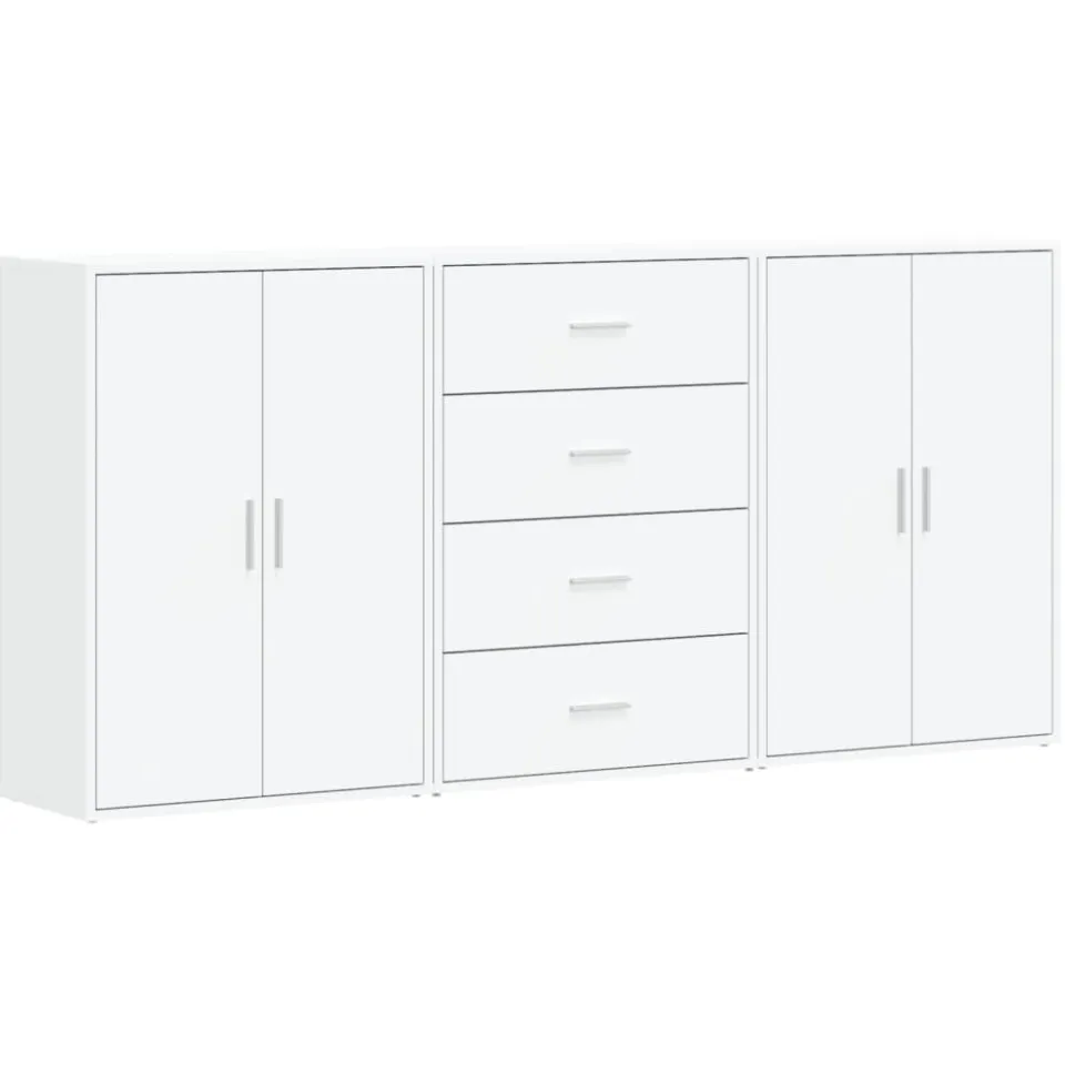vidaXL Dressoirs 3 st 60x31x84 cm bewerkt hout wit, foto 3