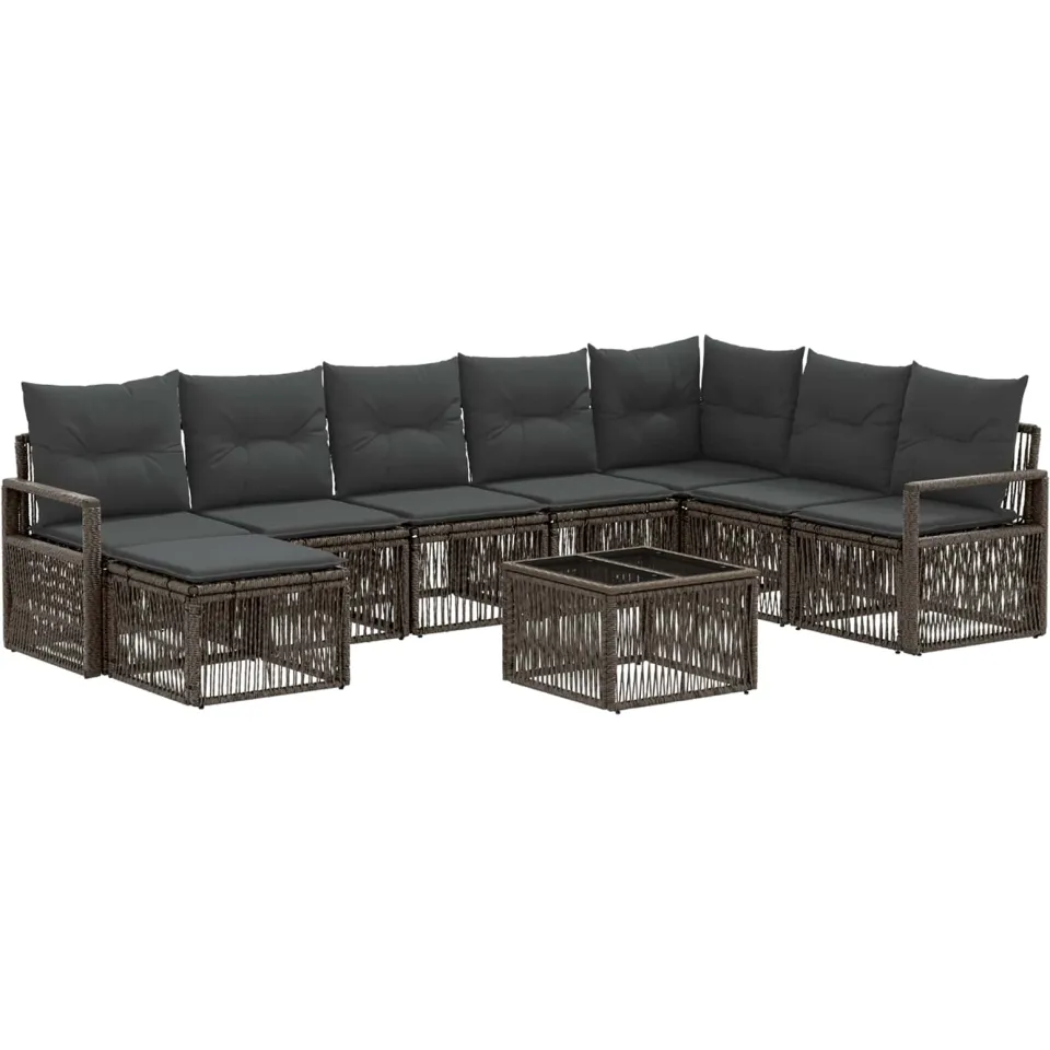 vidaXL Tuinbankenset 9 st Grijs poly rattan, foto 3