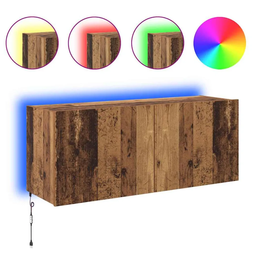 vidaXL TV Wandkast Oud Hout Bewerkt hout bruin, foto 4
