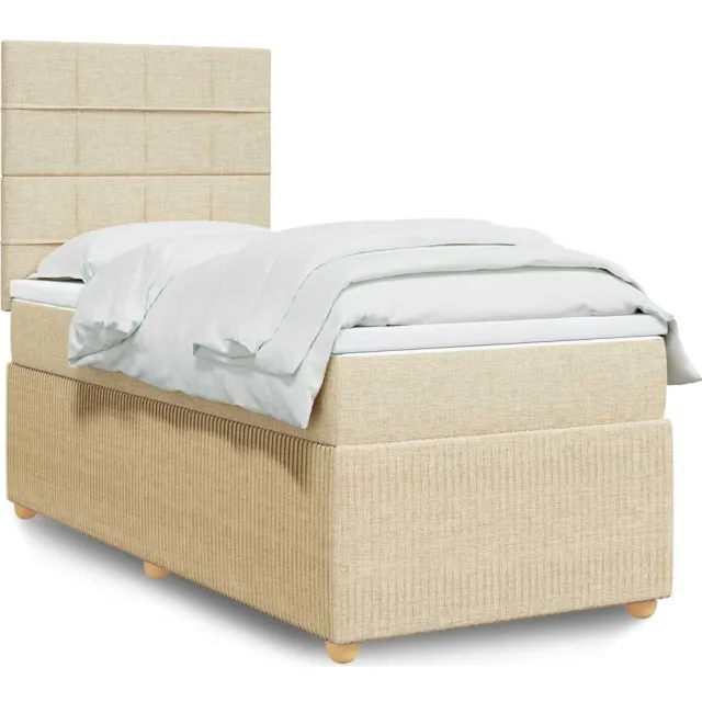 vidaXL Boxspring met matras stof crèmekleurig 90x190 cm