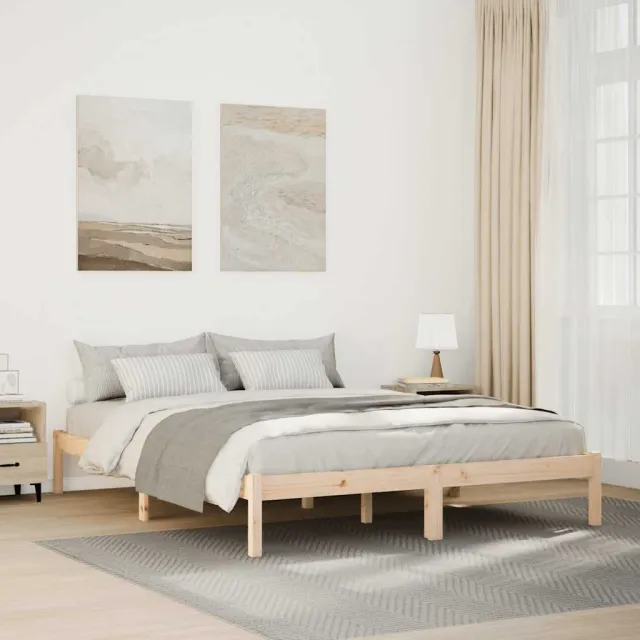 vidaXL Bedframe extra lang zonder matras massief grenenhout 160x220 cm Bruin