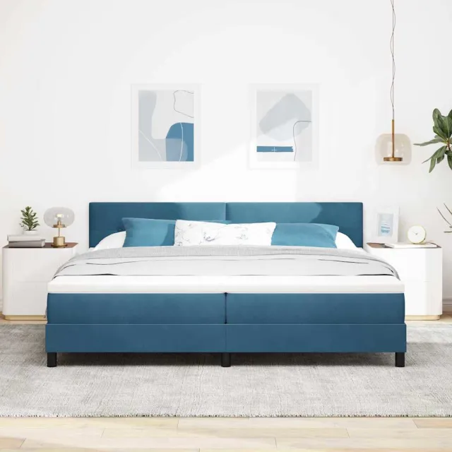 vidaXL Boxspringbed met hoofdeinde Donkerblauw 200 x 200 cm Fluweel