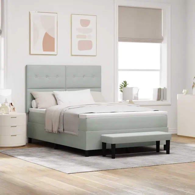 vidaXL Boxspring bed met hoofdeinde Lichtgrijs 200 x 160 cm Fluweel