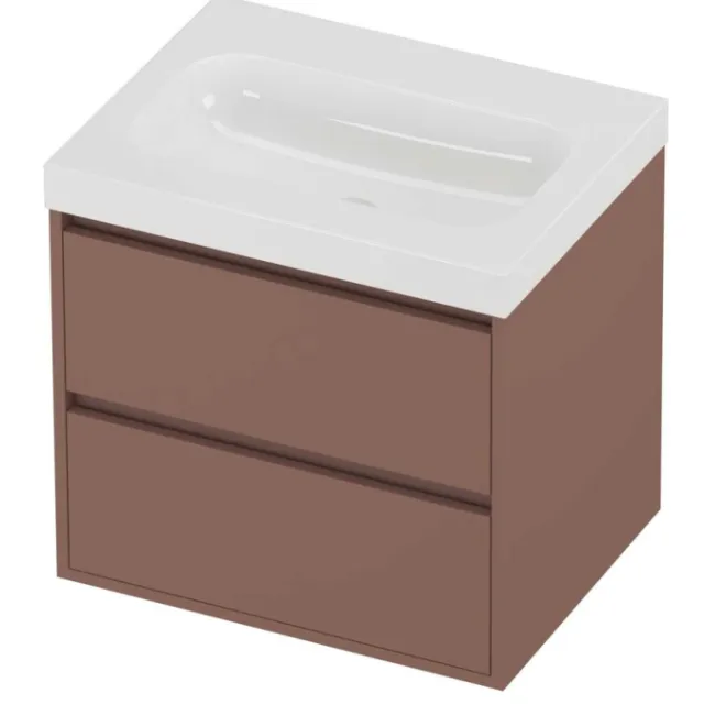 Proline Haga Badmeubelset Polystone Mezza 60x46x58 cm Glans Wit Beauty Blush Rosé Goud