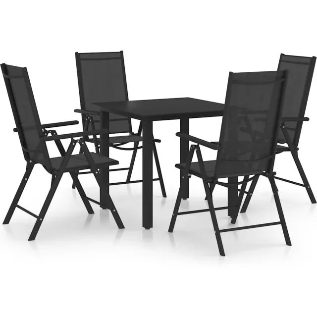 vidaXL 5-delige Tuinset aluminium zwart