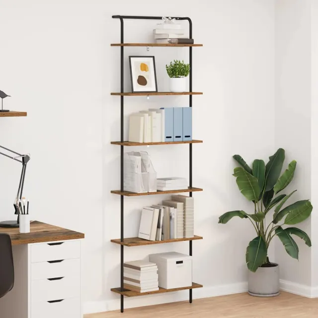 vidaXL Boekenkast 6-laags 60 x 24 x 203 cm Bewerkt hout Oudhout bruin, foto 2