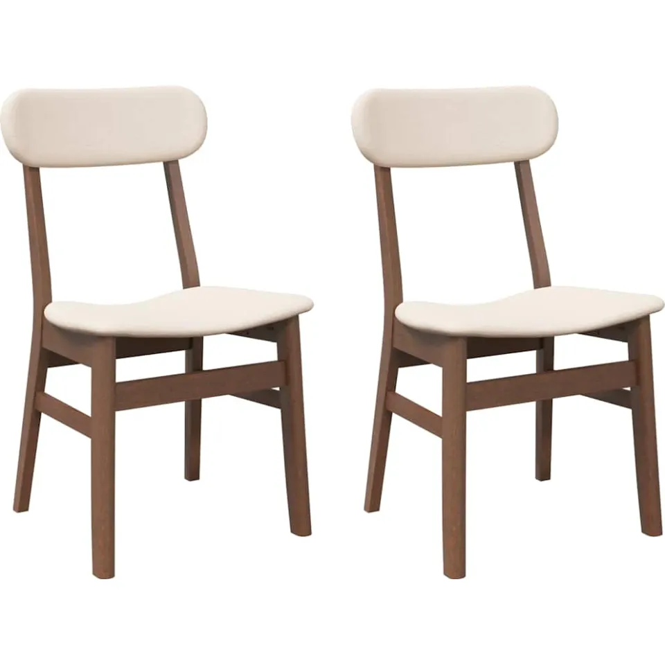 vidaXL Eetkamerstoelen met kussens 2 st massief hout rubber bruin