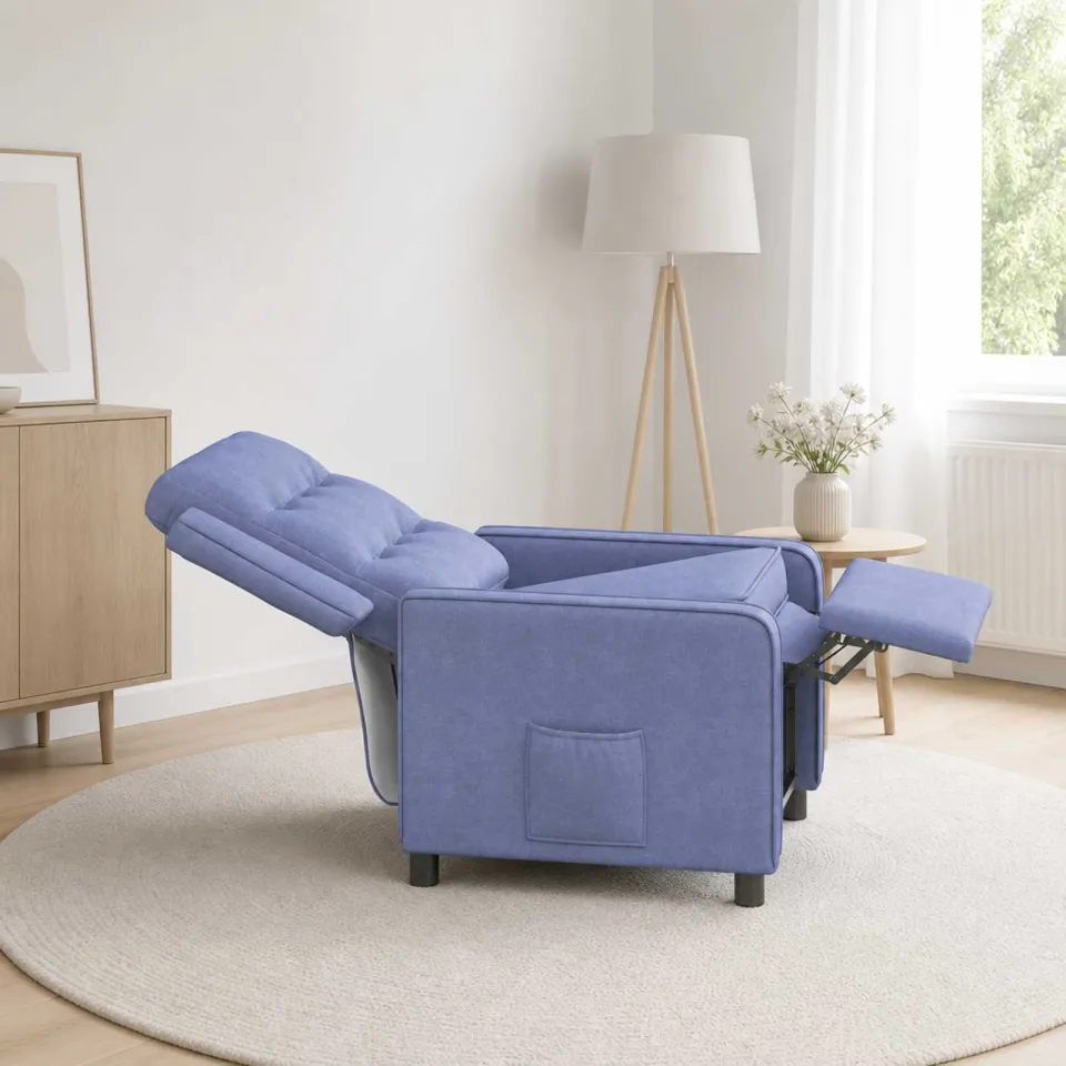 vidaXL Ligstoel Jeans Blauw 65 x 93 x 102 cm Stof, foto 3