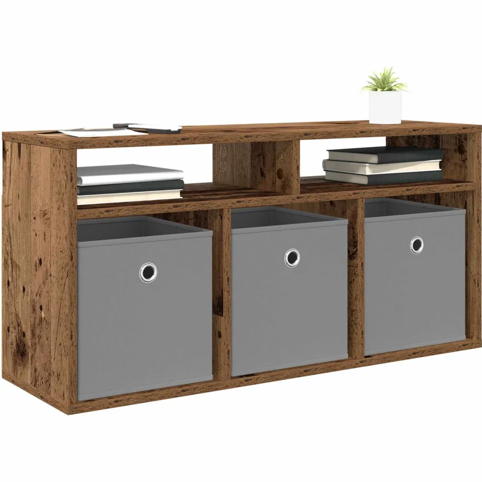 vidaXL Laagkast met lade Oudhout 87 x 27,5 x 43 cm Bruin