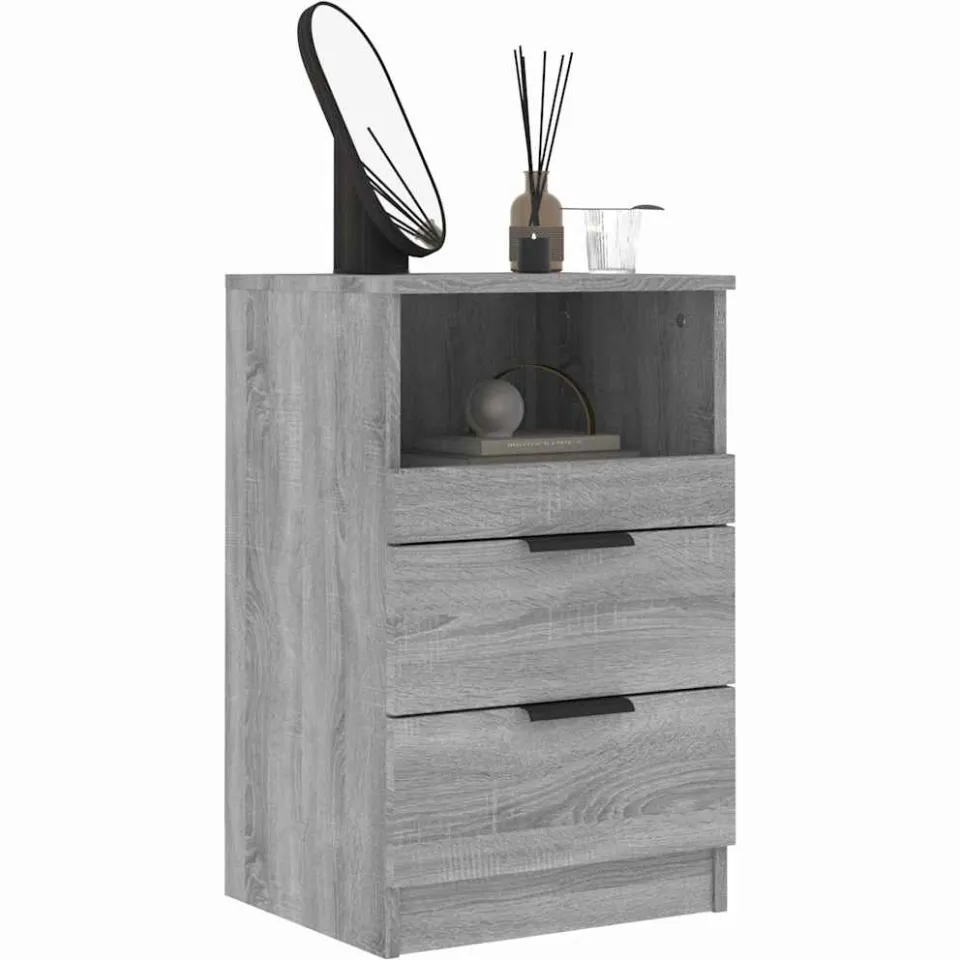 vidaXL Nachtkastjes 2 st bewerkt hout grijs sonoma eikenkleurig