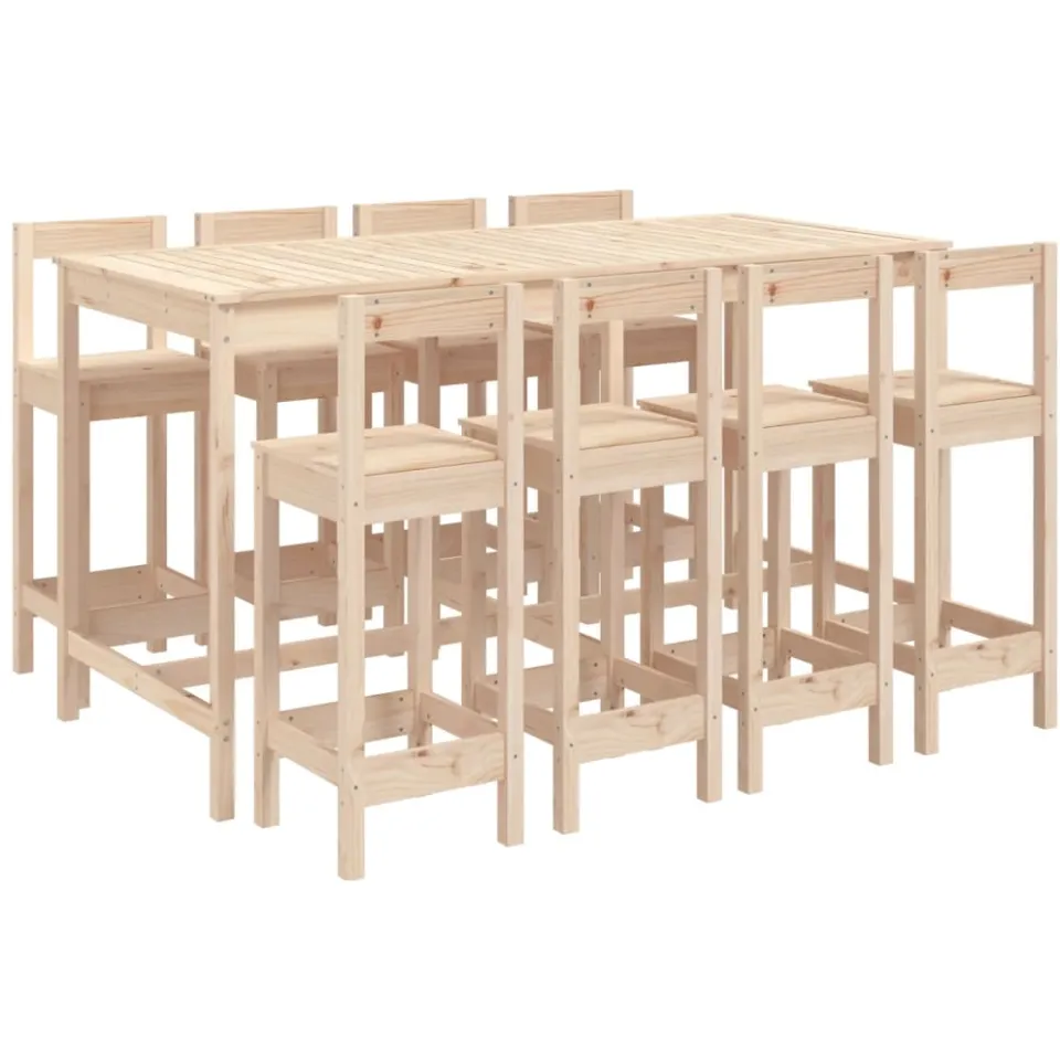 vidaXL 9-delige Barset massief grenenhout Bruin