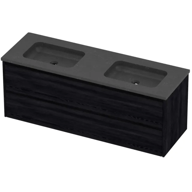 Proline Rollo Badmeubelset Hardsteen Elegant Dubbel 140x46x54 cm Blue Stone Black Oak Eiken