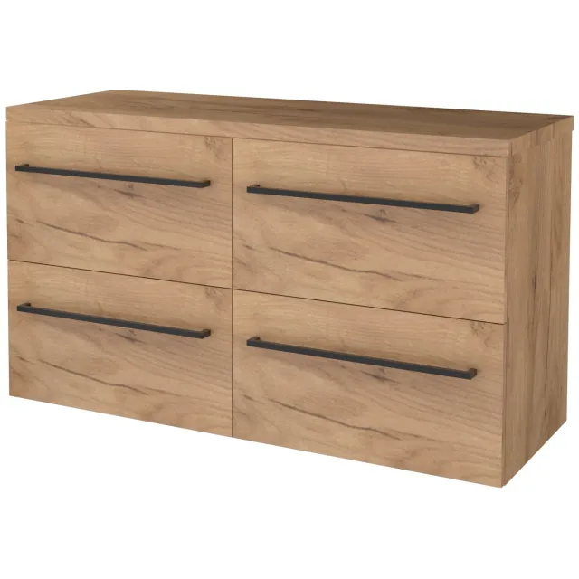 Boss & Wessing Badmeubelset BWS Salt 120x46cm Met Grepen 4 Lades Met Afdekplaat Whisky Oak Bruin