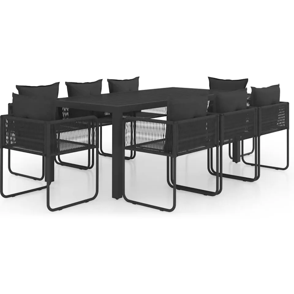 vidaXL 9-delige Tuinset PVC-rattan zwart, foto 4