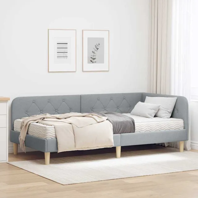 vidaXL Hoekbedframe Lichtgrijs 90 x 200 cm Stof