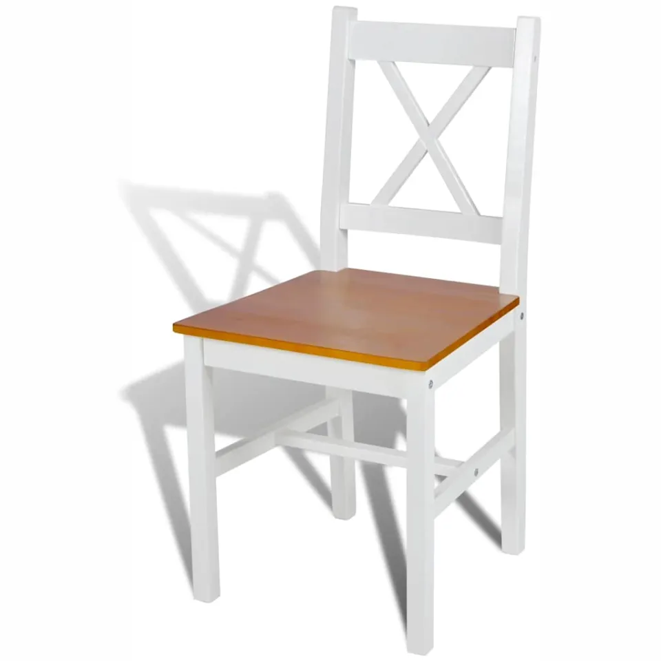 vidaXL Eetkamerstoelen 4 st grenenhout wit, foto 3