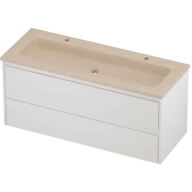 Proline Rollo Badmeubelset Hardsteen Elegant Centraal 120x46x54 cm Sand Stone Mat Wit