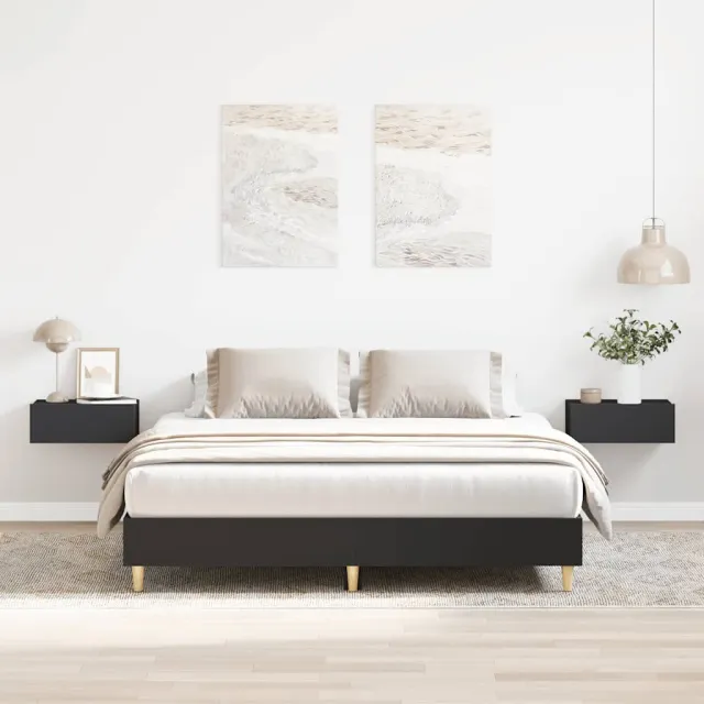 vidaXL Bedframe zonder matras 140x200 cm spaanplaat zwart