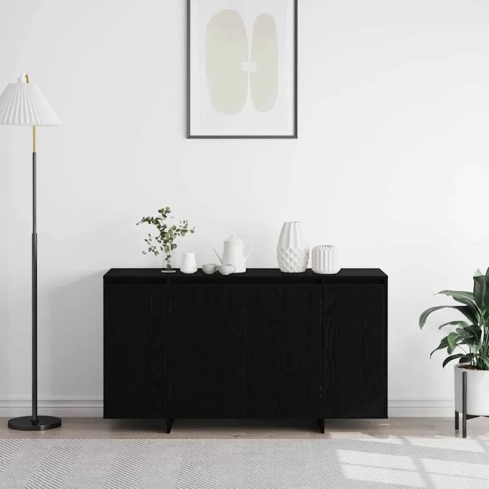 vidaXL Dressoir Zwart Eiken 135 x 41 x 75 cm Bewerkt hout, foto 4
