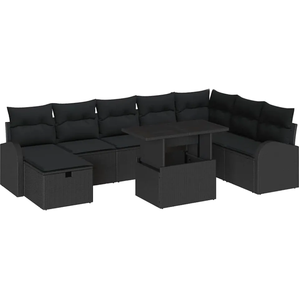 vidaXL Tuin Sofa Set 9 st Zwart poly rattan