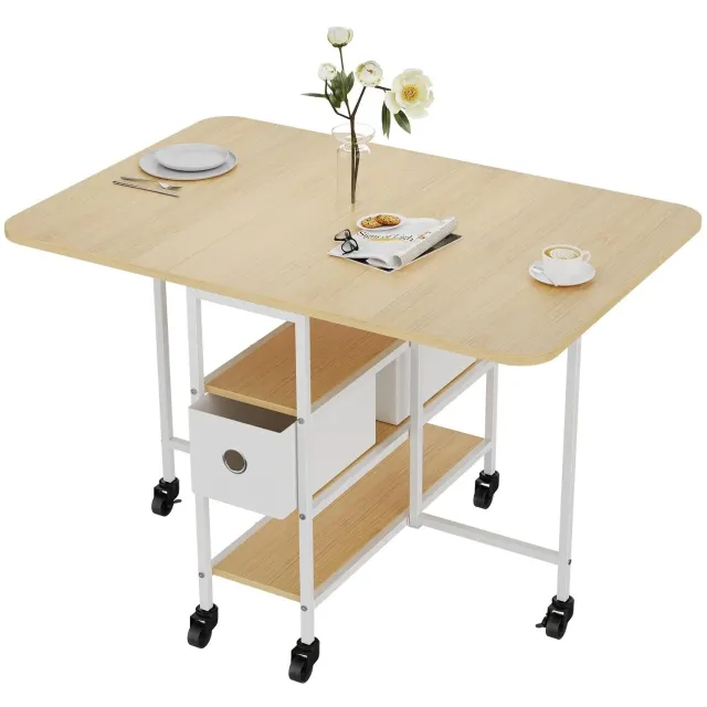 Tremeo Opvouwbare Eettafel - Tafel - 115x80x76cm - Spaanplaat - Wit